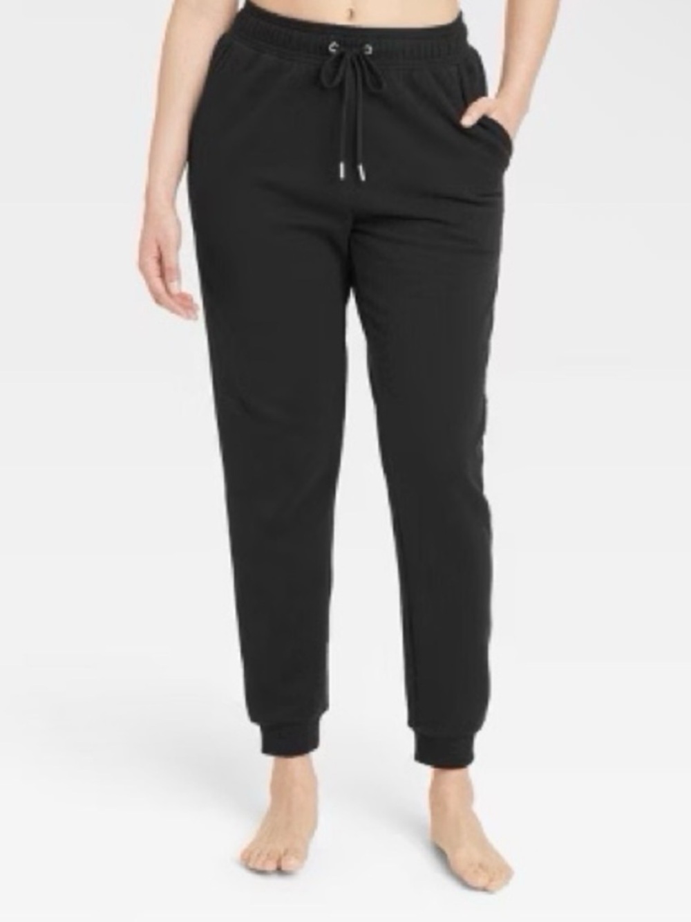 Auden Women's Fleece Jogger Pants Tapered Leg Side Pocket Black Size 3X